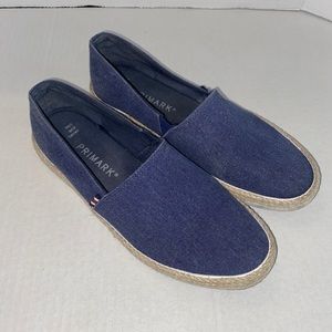 Primark Denim Blue Espadrille Slip On Shoes Size 9 Summer Beach